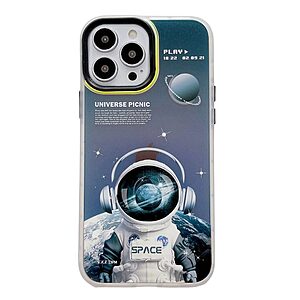 Θήκη iPhone 14 Mad Mask σχέδιο Astronaut Spaceman με προστατευτικό περίβλημα κάμερας και Πλάτη από σκληρό πλαστικό πράσινο