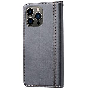 Θήκη iPhone 14 Pro Max Mad Mask Leather Wallet Business Golden Clasp με βάση στήριξης, υποδοχές καρτών και μαγνητικό κούμπωμα μαύρο - Image 5
