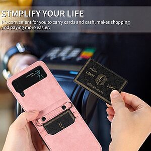 υποδοχές καρτών Flip Wallet από συνθετικό δέρμα και σκληρό πλαστικό ροζ