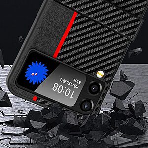 Θήκη Samsung Galaxy Z Flip4 5G Mad Mask σχέδιο Carbon Fiber με πλάτη αντικραδασμική από σκληρό πλαστικό μπλε - Image 3