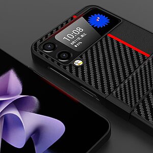 Θήκη Samsung Galaxy Z Flip4 5G Mad Mask σχέδιο Carbon Fiber με πλάτη αντικραδασμική από σκληρό πλαστικό μπλε - Image 5