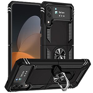Θήκη Samsung Galaxy Z Flip4 5G Mad Mask πλάτη Armor V2 με Μαγνητικό δαχτυλίδι και Βάση στήριξης TPU μαύρο