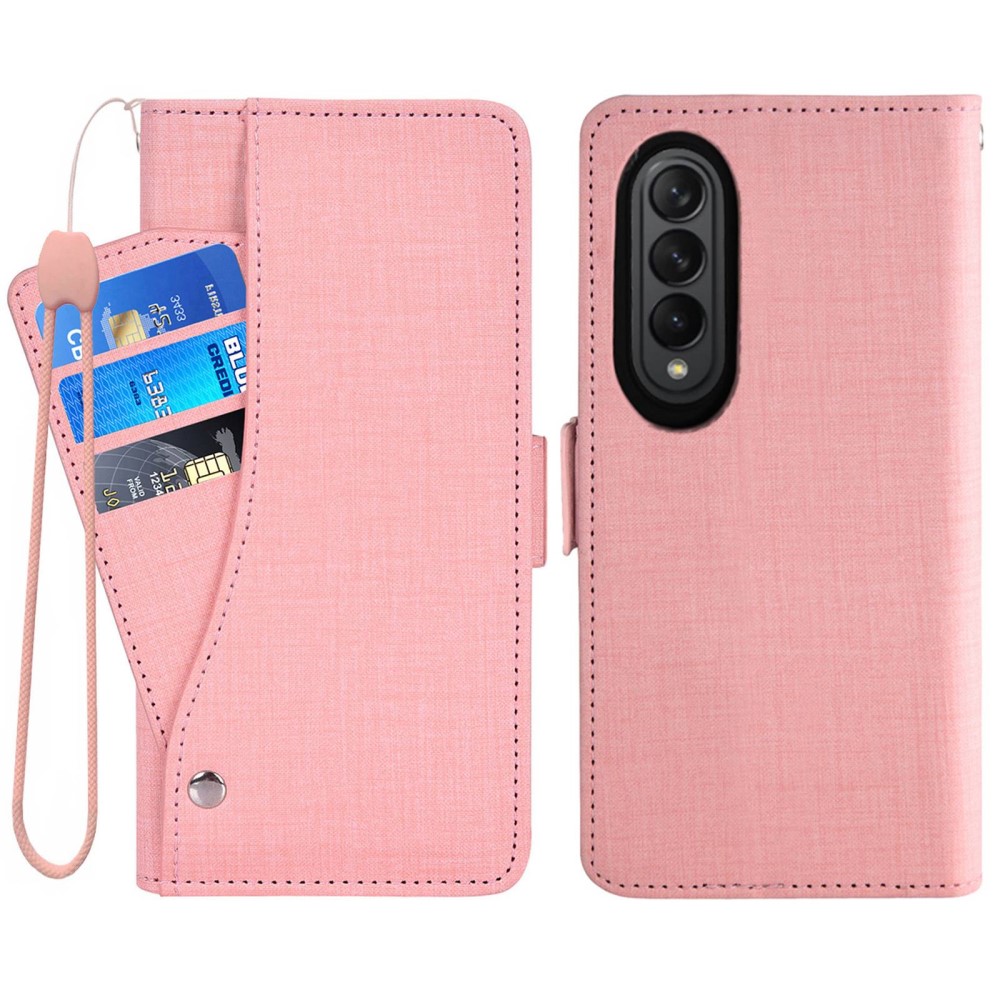 Θήκη Samsung Galaxy Z Fold4 5G Mad Mask Jean Cloth Texture με βάση στήριξης Θήκη Samsung Galaxy Z Fold4 5G Mad Mask Jean Cloth Texture με βάση στήριξης