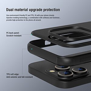 Θήκη iPhone 14 Pro Max NiLLkin Super Frosted Shield Pro Series Πλάτη από Premium σκληρό TPU μαύρο - Image 4