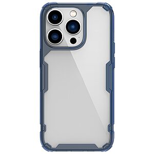 Θήκη iPhone 14 Pro Max NiLLkin Nature Pro Series Silicone Sockproof Transparent Πλάτη TPU μπλε