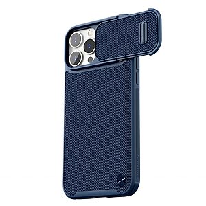 Θήκη iPhone 14 Pro Max NiLLkin Camshield Fiber Texture Series Πλάτη με προστασία για την κάμερα από σκλήρό Premium TPU μπλε