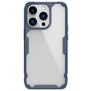 Θήκη iPhone 14 Pro NiLLkin Nature Pro Series Silicone Sockproof Transparent Πλάτη TPU μπλε