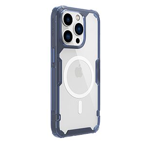 Θήκη iPhone 14 Pro NiLLkin Nature Magnetic Series Silicone Sockproof συμβατό με MagSafe φορτιστή Transparent Πλάτη TPU μπλε - Image 3