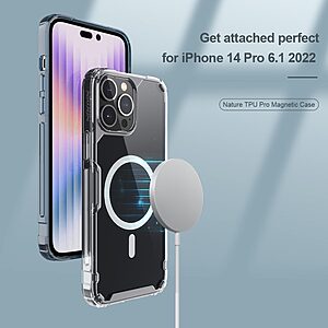 Θήκη iPhone 14 Pro NiLLkin Nature Magnetic Series Silicone Sockproof συμβατό με MagSafe φορτιστή Transparent Πλάτη TPU μπλε - Image 5