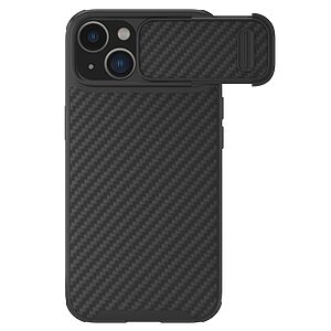 Θήκη iPhone 14 NiLLkin Camshield Carbon Fiber Series Πλάτη με προστασία για την κάμερα από σκλήρό Premium TPU μαύρο