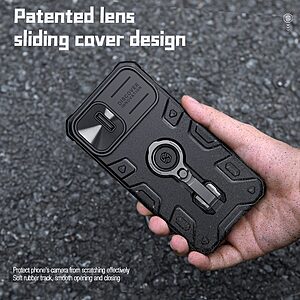Θήκη iPhone 14 NiLLkin Camshield Armor Magnetic Series Πλάτη με προστασία για την κάμερα, συμβατό με MagSafe φορτιστή Kickstand και Βάση στήριξης από σκλήρό Premium TPU μαύρο - Image 4
