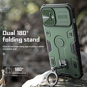 Θήκη iPhone 14 NiLLkin Camshield Armor Magnetic Series Πλάτη με προστασία για την κάμερα, συμβατό με MagSafe φορτιστή Kickstand και Βάση στήριξης από σκλήρό Premium TPU μαύρο - Image 5