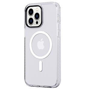 Θήκη iPhone 14 Pro Max ROCK Silicone Sockproof frame συμβατό με MagSafe φορτιστή Transparent Πλάτη TPU λευκό