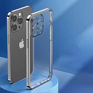 Θήκη iPhone 14 Pro Max ROCK Series Thin Frame Πλάτη από Premium TPU με μεταλιζέ περίβλημα μαύρο - Image 2