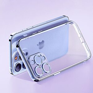 Θήκη iPhone 14 Pro Max ROCK Series Thin Frame Πλάτη από Premium TPU με μεταλιζέ περίβλημα μαύρο - Image 3