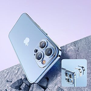 Θήκη iPhone 14 Pro Max ROCK Series Thin Frame Πλάτη από Premium TPU με μεταλιζέ περίβλημα μαύρο - Image 5