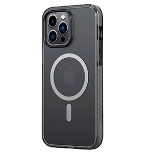 Θήκη iPhone 14 Pro Max ROCK Silicone Sockproof frame συμβατό με MagSafe φορτιστή Transparent Πλάτη TPU μαύρο