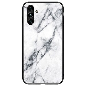 Θήκη Samsung Galaxy A13 5G OEM σχέδιο Marble με Πλάτη Tempered Glass TPU λευκό