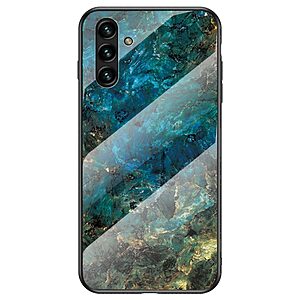 Θήκη Samsung Galaxy A13 5G OEM σχέδιο Marble με Πλάτη Tempered Glass TPU σμαραγδί