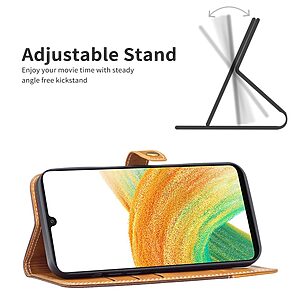 Θήκη Samsung Galaxy M33 5G BINFEN COLOR Leather Wallet Double Stitching Lines με βάση στήριξης, υποδοχές καρτών και μαγνητικό κούμπωμα καφέ - Image 3