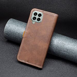 Θήκη Samsung Galaxy M33 5G BINFEN COLOR Leather Wallet Double Stitching Lines με βάση στήριξης, υποδοχές καρτών και μαγνητικό κούμπωμα καφέ - Image 5
