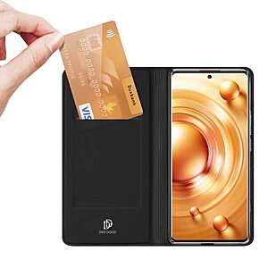 υποδοχή καρτών και μαγνητικό κούμπωμα Flip Wallet από συνθετικό δέρμα και TPU μαύρο