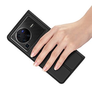 Θήκη Vivo X80 Pro 5G DUX DUCIS Skin Pro Series με βάση στήριξης, υποδοχή καρτών και μαγνητικό κούμπωμα Flip Wallet από συνθετικό δέρμα και TPU μαύρο - Image 5