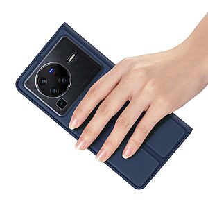 Θήκη Vivo X80 Pro 5G DUX DUCIS Skin Pro Series με βάση στήριξης, υποδοχή καρτών και μαγνητικό κούμπωμα Flip Wallet από συνθετικό δέρμα και TPU μπλε - Image 5