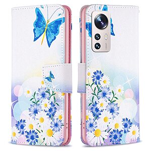 Θήκη Xiaomi 12 Lite 5G OEM Blue Butterfly & Flowers με βάση στήριξης