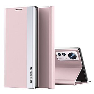 Θήκη Xiaomi 12 Lite 5G New Design Invisible Magnet Leather Stand Cover με μαγνητικό κούμπωμα από συνθετικό δέρμα ροζ