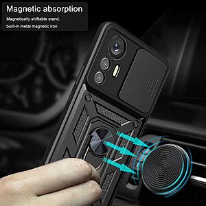 Θήκη Xiaomi 12 Lite 5G Mad Mask Camshield Armor Guard Πλάτη με προστασία για την κάμερα, Kickstand και Βάση στήριξης από σκλήρό Premium TPU μαύρο - Image 5