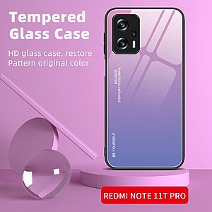 Θήκη Xiaomi Poco X4 GT 5G OEM Gradient Color Laser Carving Tempered Glass Πλάτη TPU μαύρο / μπλε - Image 3