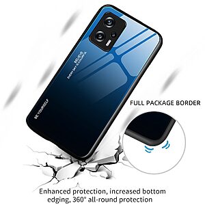 Θήκη Xiaomi Poco X4 GT 5G OEM Gradient Color Laser Carving Tempered Glass Πλάτη TPU μαύρο / μπλε - Image 4