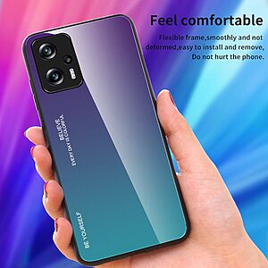 Θήκη Xiaomi Poco X4 GT 5G OEM Gradient Color Laser Carving Tempered Glass Πλάτη TPU μαύρο / μπλε - Image 5