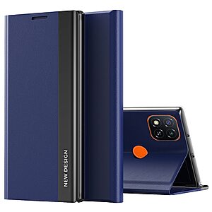 Θήκη Xiaomi Redmi 10A New Design Invisible Magnet Leather Stand Cover με μαγνητικό κούμπωμα από συνθετικό δέρμα μπλε