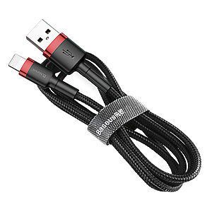 Καλώδιο Baseus Cafule durable nylon USB Α σε lightning QC3.0 2.4A 1.0m (CALKLF-B19) μαύρο - κόκκινο