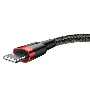Καλώδιο Baseus Cafule durable nylon USB Α σε lightning QC3.0 2.4A 1.0m (CALKLF-B19) μαύρο - κόκκινο