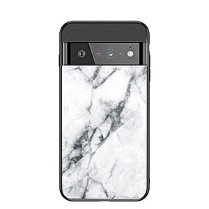 Θήκη Google Pixel 6 Pro 5G OEM σχέδιο Marble με Πλάτη Tempered Glass TPU λευκό