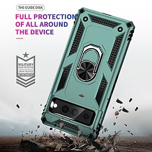 Θήκη Google Pixel 7 Pro 5G OEM Πλάτη Armor V12 με Μαγνητικό δαχτυλίδι και Βάση στήριξης TPU πράσινο - Image 5
