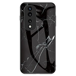 Θήκη Honor 70 5G OEM σχέδιο Marble με Πλάτη Tempered Glass TPU μαύρο