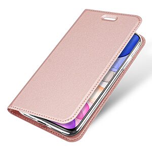 Θήκη iPhone 11 DUX DUCIS Skin Pro Series με βάση στήριξης, υποδοχή καρτών και μαγνητικό κούμπωμα Flip Wallet από συνθετικό δέρμα και TPU ροζ χρυσό - Image 4