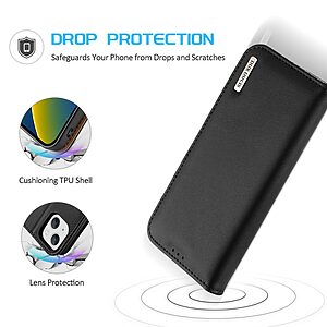 Θήκη iPhone 14 Plus Dux Ducis Hivo Series με RFID Blocking, βάση στήριξης, υποδοχές καρτών με μαγνητικό κλείσιμο Flip Wallet από αυθεντικό δέρμα και TPU μαύρο - Image 5