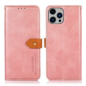 Θήκη iPhone 14 Plus KHAZNEH Leather Wallet Golden Clasp με βάση στήριξης
