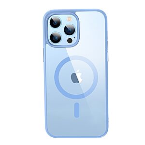Θήκη iPhone 14 Plus Mad Mask Silicone Sockproof Frame συμβατό με Magsafe φορτιστή Transparent Πλάτη TPU γαλάζιο