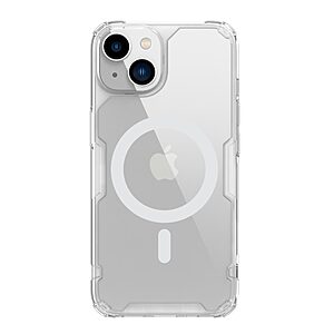 Θήκη iPhone 14 Plus NiLLkin Nature Magnetic Series Silicone Sockproof συμβατό με Magsafe φορτιστή Transparent Πλάτη TPU λευκό