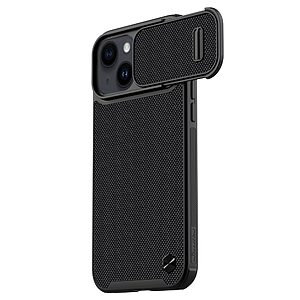 Θήκη iPhone 14 Plus NiLLkin Camshield Fiber Texture Series Πλάτη με προστασία για την κάμερα από σκλήρό Premium TPU μαύρο