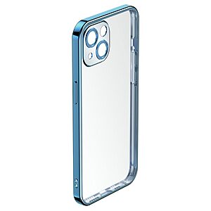 Θήκη iPhone 14 Plus ROCK Series Thin Frame Πλάτη από Premium TPU με μεταλιζέ περίβλημα μπλε