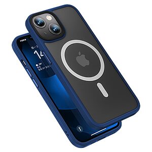Θήκη iPhone 14 Plus BENKS Magnetic Series Matte Hybrid Frame συμβατό με Magsafe φορτιστή Πλάτη TPU μπλε