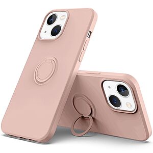 Θήκη iPhone 14 Plus OEM Ultra Thin Matte Premium Πλάτη με ημίσκληρο TPU και δαχτυλίδι στήριξης ροζ