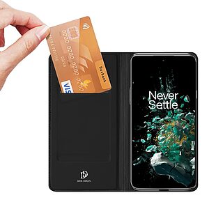 υποδοχή καρτών και μαγνητικό κούμπωμα Flip Wallet από συνθετικό δέρμα και TPU μαύρο